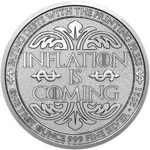 inflation is coming, unleash the beast 1 oz silver round reverse