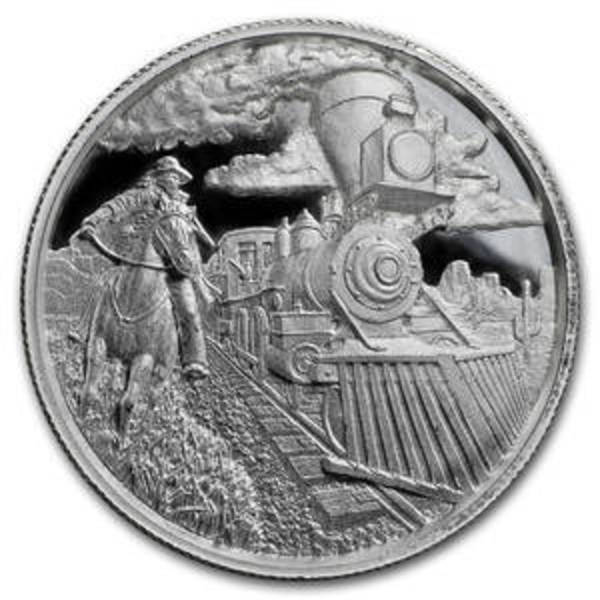 Compare cheapest prices of Lawless Series: Train Robber - 2 oz Silver UHR Round 