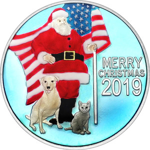 Compare 2019 1oz Patriotic Santa Claus Christmas Silver Round