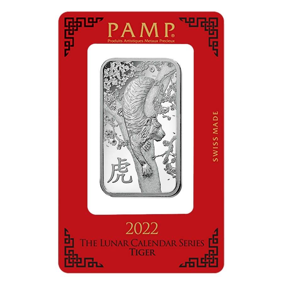 Compare 1 oz Silver Bar PAMP Suisse Year of the Tiger Design prices