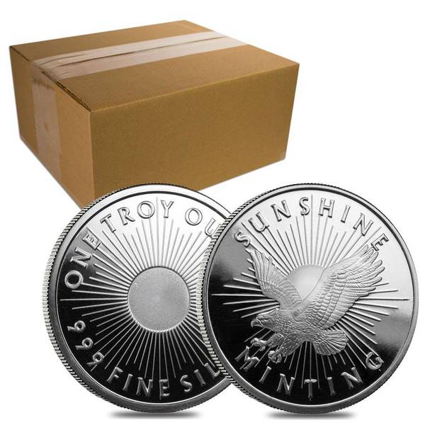 Compare silver prices of Sunshine Mint - 1 oz Silver Rounds - Monster Box of 500 Rounds