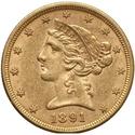 Compare $5 Liberty Half Eagle Gold Coin (BU) prices