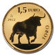 2022 Spain 1 oz Gold Reverse Proof Bull Doubloon