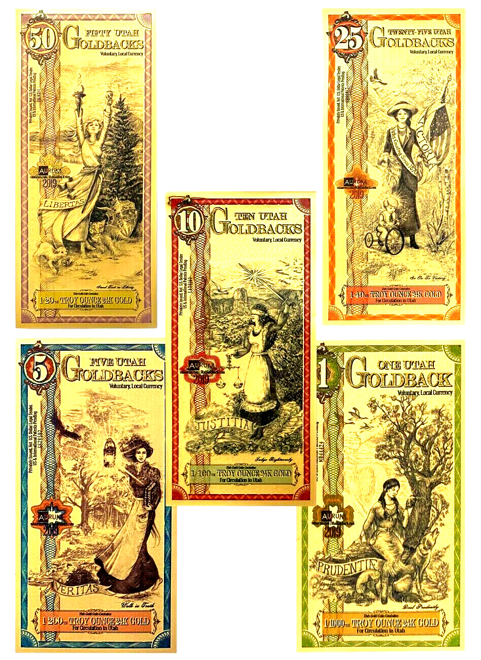 Compare 5 Piece Utah Goldback Gold Note Set prices